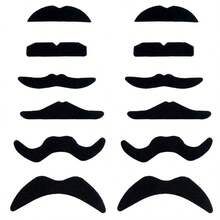 1 Set 6/12pcs Black Artificial Beard, Photo Props And Party Supplies, Suitable For Parties, Weddings And Other Occasions - Beard - View 3