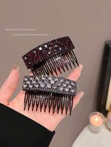 2个水晶发梳发夹，美发造型工具，优雅发饰 - 彩色 - 查看 2