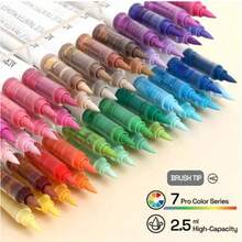 Bộ 207 bút dạ acrylic màu, đầu mềm, dung lượng lớn, nhiều màu, chống thấm nước, thích hợp vẽ graffiti trên giấy, đá, vải bố, gỗ, thủy tinh, gốm sứ và vải, bút khô nhanh, dụng cụ mỹ thuật. - Bộ - Xem 8