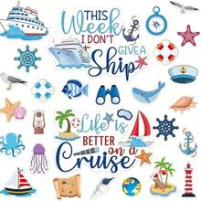 27PCS Cruise Door Decorations Magnetic, Large Nautical Cruise Magnets Door Reusable Funny Cruise Ship Door Magnets Cruise Cabin Magnets Door Decorations Fridge Car Computer Decorations Home Gifts Decor - Color Mixing - View 2