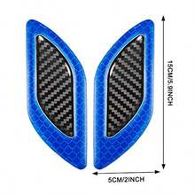 6Pcs 3D Strong Reflective Stre Sticker  Car Fender Ood Bumper Ig-Intensity Nig Sibility Reflective Decal Safety Warning  E Carbon Fir Universal  Car SUV Blue - 藍色的 - 查看 2