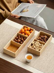 1 Set Wooden Tray With Compartments, Snack Box, Snacks, Cookies, Outdoor, Wooden Tray - Apricot - View 6