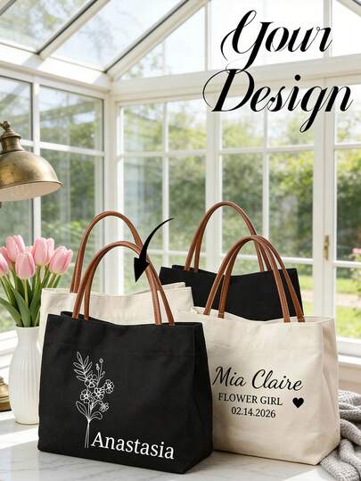 Túi Tote đi biển tùy chỉnh cho phù dâu - Túi vải canvas cá nhân hóa, có thể in tên, hoàn hảo cho đám cưới, tiệc cưới và du lịch - Màu trắng ngà, món quà cá nhân hóa lý tưởng cho Halloween, Giáng sinh, Lễ Tạ ơn, Năm mới, Ngày Valentine và các ngày lễ khác.