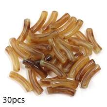 30pcs Tie Dye Acrylic Curved Tube Beads Mix, Fashion Jewelry Making DIY Beads, Spacer Beads For Women Necklace Bracelet Craft Decoration Accessories - Bent Tube - View 20