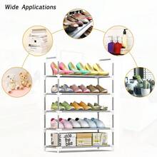 Zapatero apilable de 6 niveles - Estantería de almacenamiento para la entrada que ahorra espacio | Organizador de plástico multicapa - Apilable, transpirable y de alta capacidad de carga - Estante para calzado ajustable y expandible - Gris - Ver 6