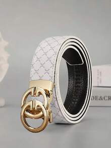1pc Men's Letter Alloy Automatic Buckle Belt, Unique And Diverse Design, Suitable For High-End Business Occasions, Great For Daily Wear, Office Use, And Holiday Gifts - Multicolor - View 2