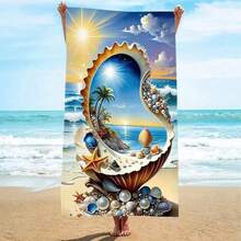 1 buah Handuk Pantai Motif Kerang Serat Ultra Halus: Harta Karun Laut dan Pemandangan Cerah, Serat Super Lembut Cepat Kering, Desain Bungkus yang Kuat, Cocok untuk Penggunaan di Pantai dan Kolam Renang - 2 - View 1
