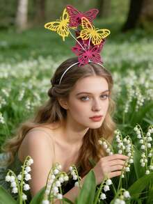 蝴蝶发箍配皇冠，茶会花园派对蝴蝶主题派对服装头饰 - A - 查看 5