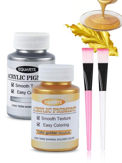 Sơn acrylic tông màu vàng và bạc ánh kim, 113g - Dùng được cả trong nhà và ngoài trời trên vải bố, giấy, đá, gỗ, kim loại và tường - Món quà hoàn hảo cho nghệ sĩ.