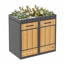 Container Storage Unit With Green Roof, Enclosure For 120-240 Liter Containers, Container Cabinet, Container Box - Grey - View 1