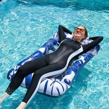 1 pieza Cama flotante con forma de caparazón de tortuga inflable, material de PVC, flotador inflable portátil para adultos adecuado para playa, piscina, fiesta y recreación acuática - Sillón reclinable flotante con agujero de hoja de monstera corta - Ver 11