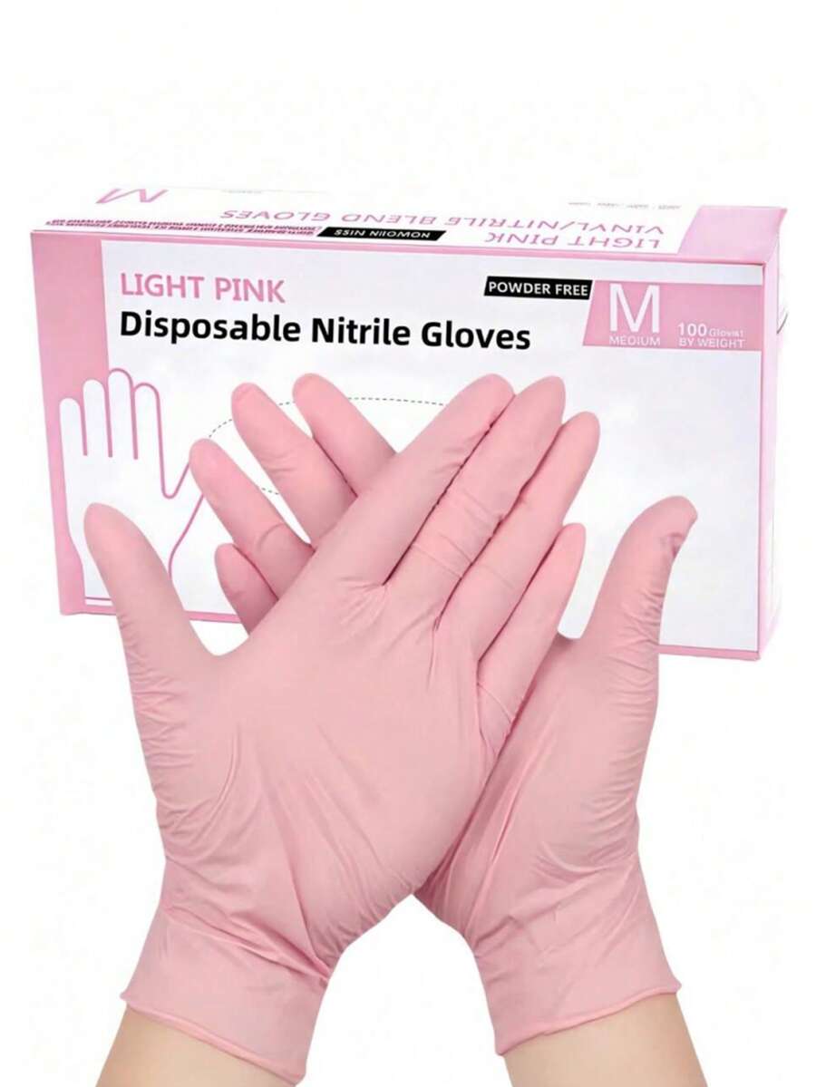 Pink Latex-Free Disposable Gloves, Suitable For Household Cleaning, Multi-Purpose Cleaning, Tattooing And Hair Dyeing, Available In Multiple Sizes