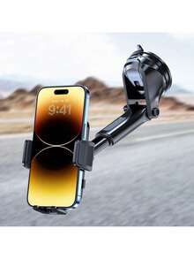 Adjustable Car Phone Holder Mount, Phone Mount For Car Windshield Dashboard, Universal Carbon Fiber Hands Free Automobile Cell Phone Holder Fit For Smartphone - One-click - View 4