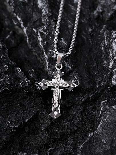 Classic Multi-Layer Cross Pendant Necklace - Stainless Steel Square Chain - Light Luxury Accessories - Suitable For Men And Women For Daily Wear And Protection - Show Your Confident Charm - First Choice For Birthday Valentine's Day Christmas Holiday Gifts
