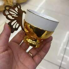 一套陶瓷咖啡杯碟，3D蝴蝶叶形手柄，金色马克杯，北欧简约牛奶杯，下午茶杯，红色茶杯，情人节礼物 - 金色 - 查看 13