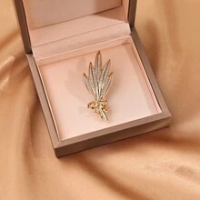 新款镶钻麦穗胸针，奢华复古翻领别针西装配饰 - 彩色 - 查看 9