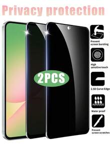 适用于三星 Galaxy A56 5G 的 2 片装 9H 硬度隐私钢化玻璃屏幕保护膜，亮面设计，保护隐私，防碎裂，防指纹，全覆盖屏幕。日常使用、办公和居家环境必备的屏幕保护膜。隐私屏幕保护膜，手机屏幕保护膜，手机配件，防水，防震，防摔，防刮花 - 黑色 - 查看 17