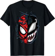 Spider-Man Maximum Venom Spider-Man Big Face T-Shirt Maija Women 100% Pure Cotton Casual Crew Neck Short-Sleeved T-Shirt, Slightly Elastic, Comfortable Knitted Fabric Suitable For All Seasons. - Black - View 8