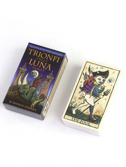 Bộ bài Tarot Trionfi Della Luna, kèm sách hướng dẫn điện tử tiếng Trung, kích thước 10.3x6cm, dành cho người mới bắt đầu chơi bài Tarot, thiết kế chất lượng cao, phù hợp cho các buổi tụ họp ngoài trời, lễ kỷ niệm, hoạt động xây dựng đội nhóm, dã ngoại.