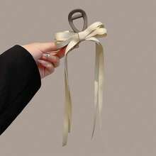1pc Fashion Black Ribbon Bow Claw Clip Hair Claw Hairstyle Accessory For Women, Matte Finish Daily Use Bangs Clip - Multicolor - View 6