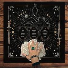 1 pieza Paño de altar misterioso con diseño de sol y luna, gato misterioso, paño de altar misterioso, paño para lectura de tarot, mantel con diseño de luna y plantas florales, decoración, tarot, gato, arcanos mayores - Multicolor - Ver 4