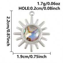 1件优雅简约太阳圆盘镶嵌吊坠项链配饰，适合女性日常佩戴 - 彩色 - 查看 6