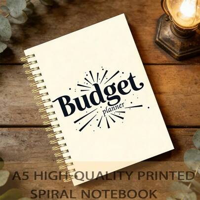 DANPERJI 1本A5尺寸月度财务规划及支出追踪笔记本，预算及资金管理日志，助您规划稳健的财务未来，简约封面螺旋装订财务规划本