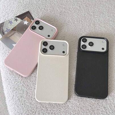 3件套纯色皮革纹理防震手机壳，TPU材质，适合作为节日礼物，兼容苹果iPhone Xs/Xs Max/Xr/11/12/13/14/15/16 Pro/Pro Max/14/15/16 Plus/17，男女通用