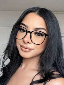 1pc Women's Simple Design Round Frame Decorative Glasses, Suitable For Daily Commute Wear - Multicolor - View 10