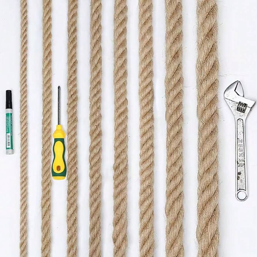 10m Natural Brown 4-Strand Macrame Rope, Suitable For Macrame Weaving, Cat Scratching Posts, Garden Decor