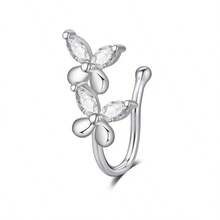 1pc Women's Synthetic Zirconia Double Butterfly Nose Clip, Non-Piercing Adjustable Nose Ring, Sexy Hip-Hop Style Accessory, Perfect Gift - Butterfly - View 7