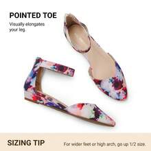 Women Wedge Flats Pointed Toe Ankle Strap Dress Flats Comfortable Elegant Casual Commute Wedding Ballet Flats Shoes - 花/白 - 查看 7