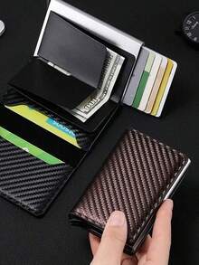 Ví đựng thẻ tín dụng nam, ví hộp nhôm RFID, ví da PU có kẹp tiền, ví chống trộm thiết kế thời trang. - Nhiều màu - Xem 6