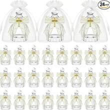 24pcs/Set Catholic Mass Glass Holy Water Bottle, Christian Cross Water Container, Transparent Tissue Box, Communion Wafer, Church Wedding Baptism (White) - Multicolor - View 26
