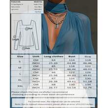 Women's Chiffon Long Sleeve Blouse, Deep V-Neck Semi-Sheer Top, Suitable For Formal Occasions Spring - Navy Blue - View 4