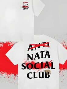 Summer Tops Summer Anti Social Club Graphic Cropped T-Shirt For Boys And Girls Men, Women All Ages Family T-Shirt Letter New Streetwear Clothing Harajuku T-Shirt Cotton Half Sleeve Tee, Y2K Style Casual Cotton Classic Crewneck Design Tee Summer Clothes Summer Outfits For Women - 白色 - 查看 2