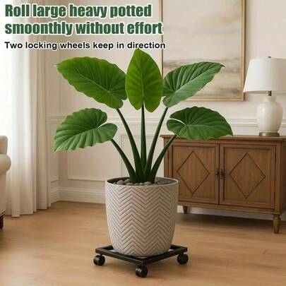 Heavy Duty Metal Plant Cart With 4 Lockable Wheels, Suitable For Gardening Planters, Plant Stands, Flower Pot Racks, Large Planter Moving Rack, Home & Garden Use