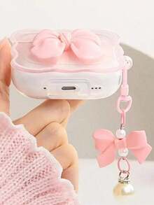 Elegant Pink Bow Earphone Case Compatible With Iphone,  1/2, New Wireless Earphone Protective Cover Compatible With  3/Pro/Pro2/4, Gift For Boyfriend/Girlfriend - Multicolor - View 5