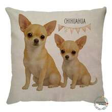 Capa de almofada pets dog Chihuahua caramelo em linho 43x43 moderna decorativa Sala quarto - Bege - Visão 2