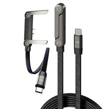 240W Type-C 转 Type-C 快充折叠手机支架，360° 旋转，1 米 USB-C 数据充电线，赠品 - 灰色 - 查看 10
