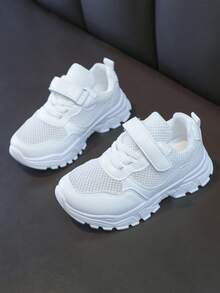 Giày thể thao đế dày thoáng khí cho trẻ em - Giày casual có khóa dán điều chỉnh, giày thể thao đế dày chống trượt. - trắng - Xem 4