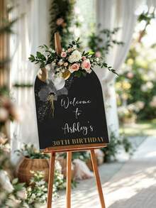 Customized Black & Gold Balloon Welcome Sign, Personalized Birthday Wedding Anniversary Invitation Card, Versatile Ideal Choice - Multicolor - View 7