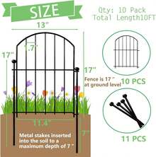 Decorative Garden Fence 17in X10ft 10 Pack Rustproof Metal No Dig Fence Animal Barrier Arched Flower Bed Edging Ornamental Wire Border Panel For Yard Patio Outdoor - Garden - View 2