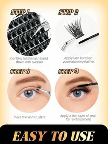 Colash 144pcs C-Curl Thick & Dense Eyelash Clusters, DIY Eyelash Extension, Thick Cat Eye Lash Clusters, Lengthening Lash Clusters, Length 12-16mm, Eyelash Clusters, Eyelash Clusters, Individual Lashes, False Eyelashes - C - View 5