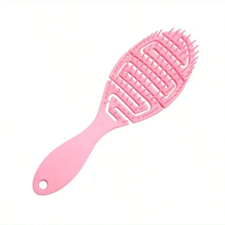 Peine de masaje de alta calidad, diseño calado, adecuado para mujeres, uso en seco y húmedo, peine de estilo curvo esponjoso - Rosa - 1 - Ver 1