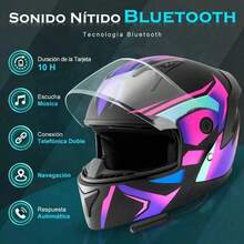 Casco Moto Abatible Certificado DOT con Bluetooth y Luz LED, Diseño 3/4 con Visor Doble HD,  y Cómodo, Ideal para Uso Diario y Viajes en Motocicleta - A - Ver 3