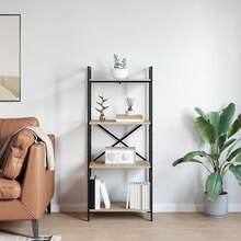 Roble Sonoma Madera de Ingenieria Libreria 56x34x133,5cm Biblioteca Almacenaje Organizacion Decoracion Moderno Estable Sala de Estar Dormitorio Cocina Pasillo Recibidor Interior - Marrón - Ver 4
