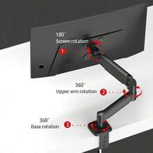 Luminpool Single Monitor Arm Desk Mount For 17" To 32" Screen, Maximum Load Capacity 10KG Full Motion Articulating, Clamp And Grommet Base - View 7