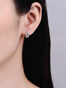 2只925银0.5克拉莫桑石耳环，适合女性日常佩戴、派对、节日、情人节、母亲节、圣诞节、感恩节、生日等场合的珠宝礼物 - 銀色 - 查看 3