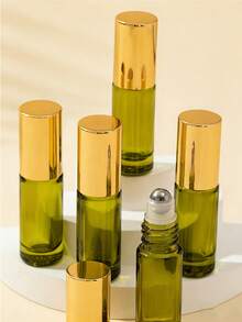 3pcs/Set 5ml & 10ml Leak-Proof UV Protection Olive Green Glass Essential Oil Roller Bottles, Refillable Elegant Cylindrical Smooth Roller Ball Aromatherapy Perfume Roller Bottles, Portable Travel Friendly Home SPA Daily Carry Gift Set - Multicolor - View 7